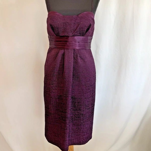 Elie Tahari Plum Purple Textured Cocktail Dress - Size Extra Small - Picture 1 of 5